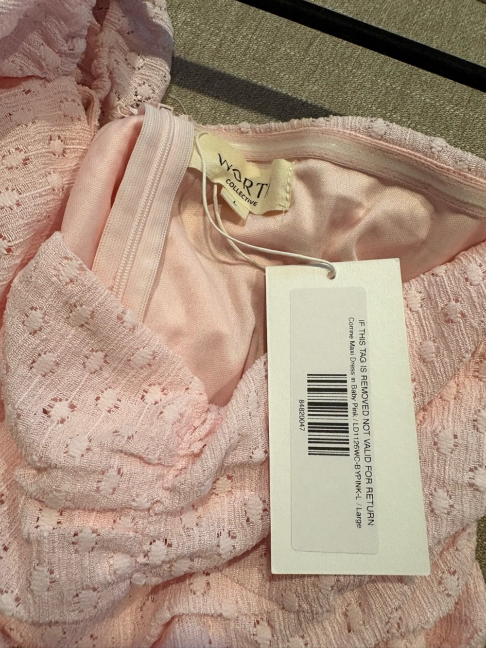 Worth collective Women’s Blush Pink Smocked Maxi Dress with Puff Sleeves - Picture 3 of 3